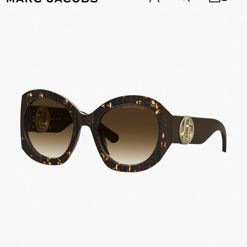 Marc Jacobs Black And Brown Logo Sunglasses.
